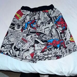 Marvel Spiderman Comic Print Kids Shorts Size 10 12 Elastic Waist‎